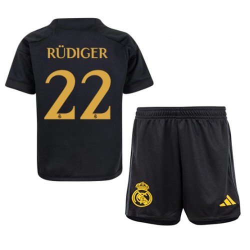 Otroški Nogometni dresi Real Madrid Antonio Rudiger #22 Tretji 2023-24 Kratek Rokav (+ Kratke hlače)